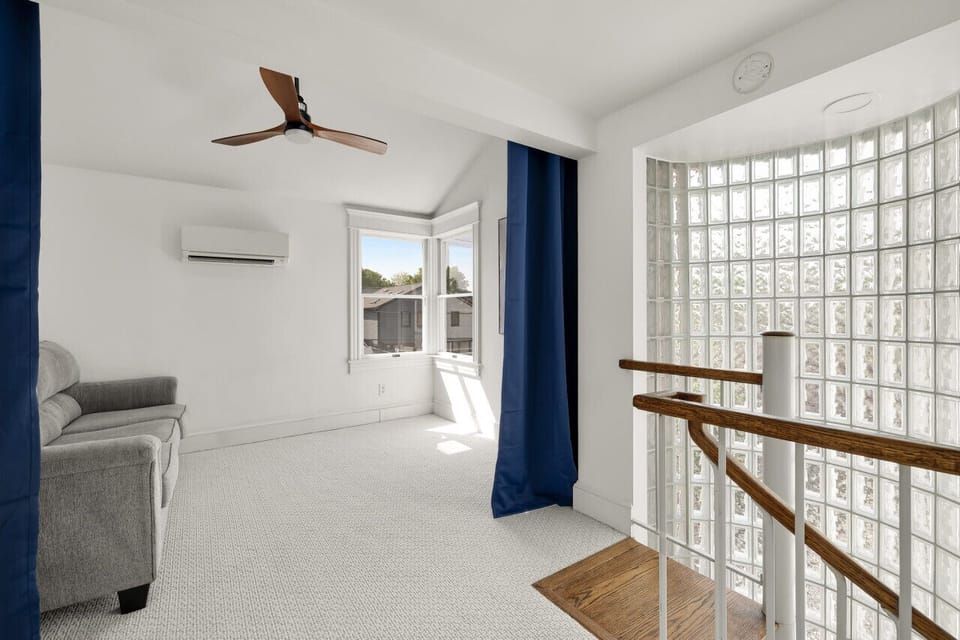 Loft with Pull Out Queen Sofa Bed & Curtains for Privacy