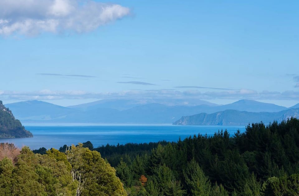 Beautiful lake Taupo in New Zealand. Fly fishing for Trout