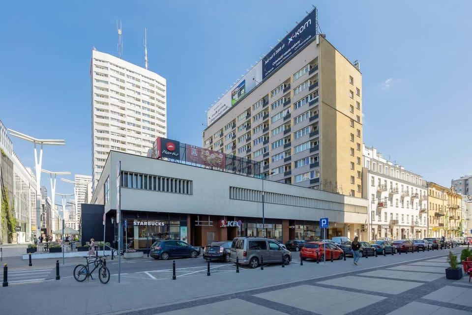 The building's surroundings. 