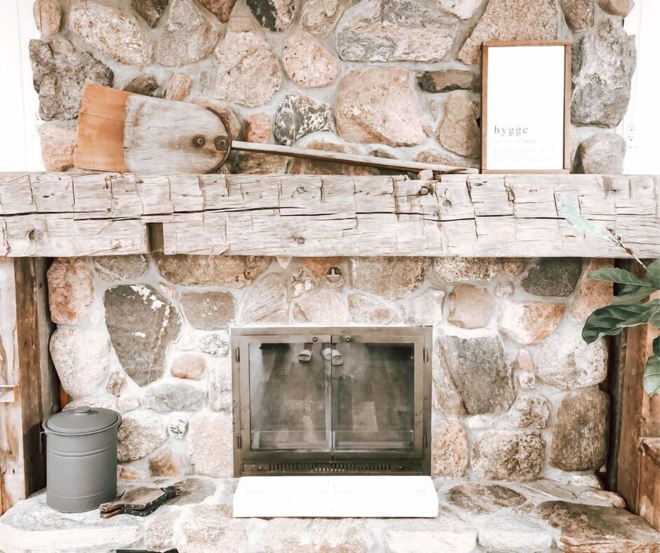 Stone fireplace