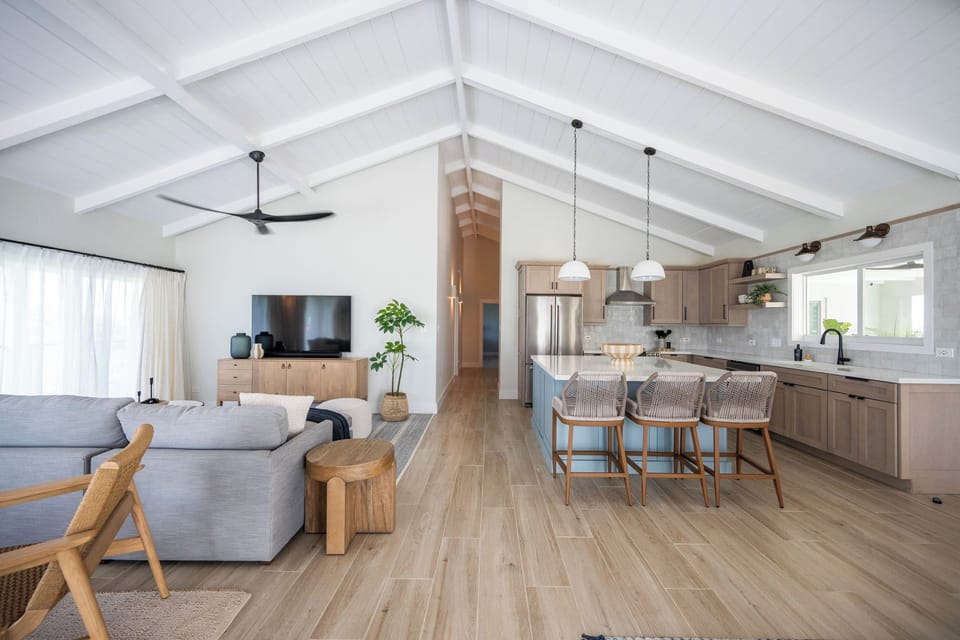 Large open kitchen, living and dining room
