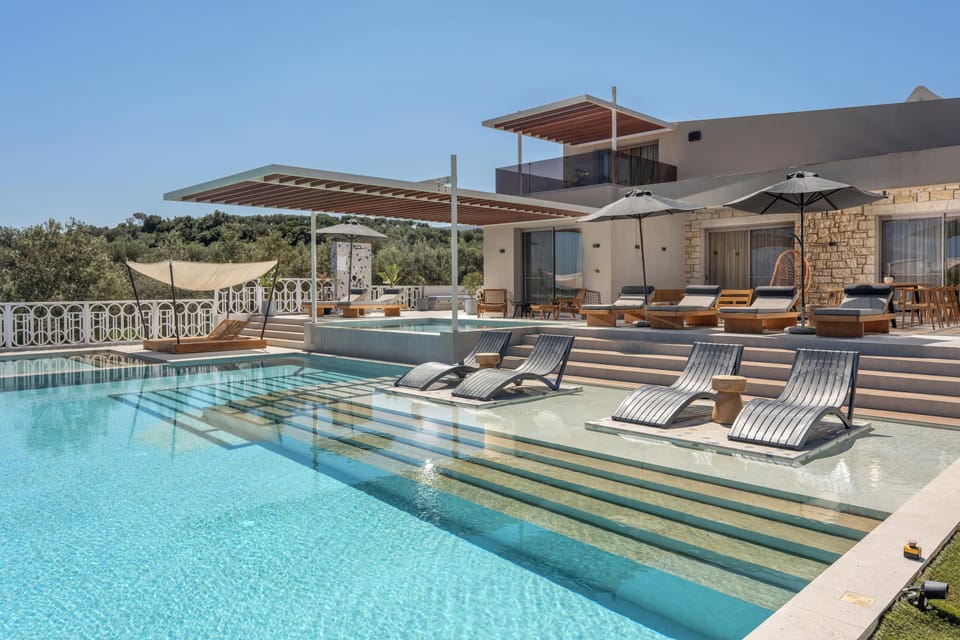 A large 160 sqm ecological saltwater swimming pool, which is divided into 3 sections.