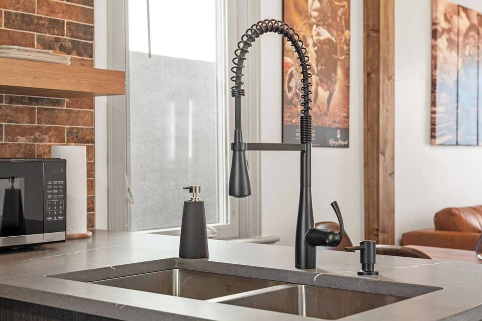 The kitchen is stocked with basic starter items such as coffee, salt, pepper, cooking oil, paper towel, dishwasher pods, and garbage bags. Typically enough for about one week of use.