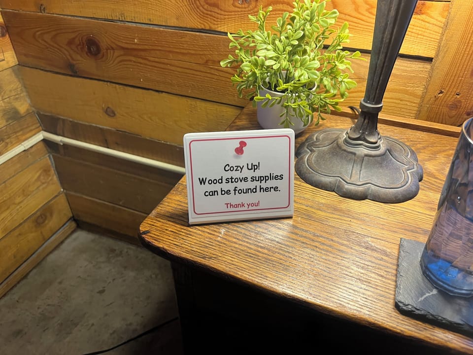 We provide a starter bundle of firewood and all the fire-starting essentials.