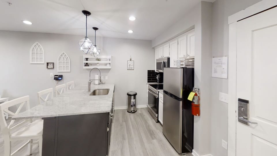 Indoors, Kitchen, Sink, Microwave, Chair