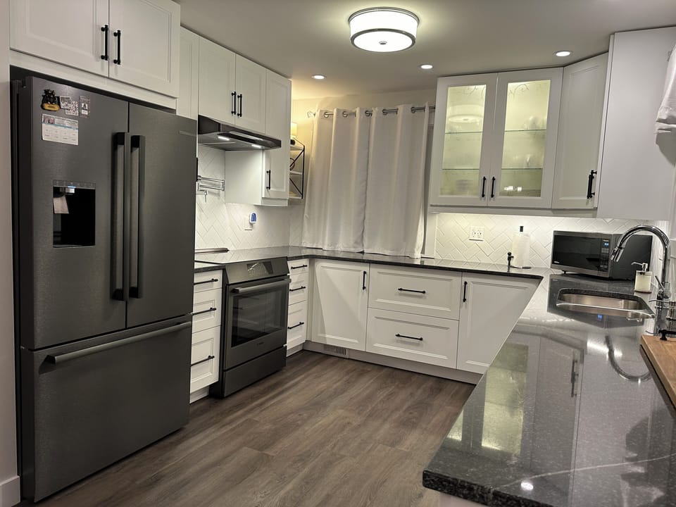 Kitchen with a view of the carport from the window