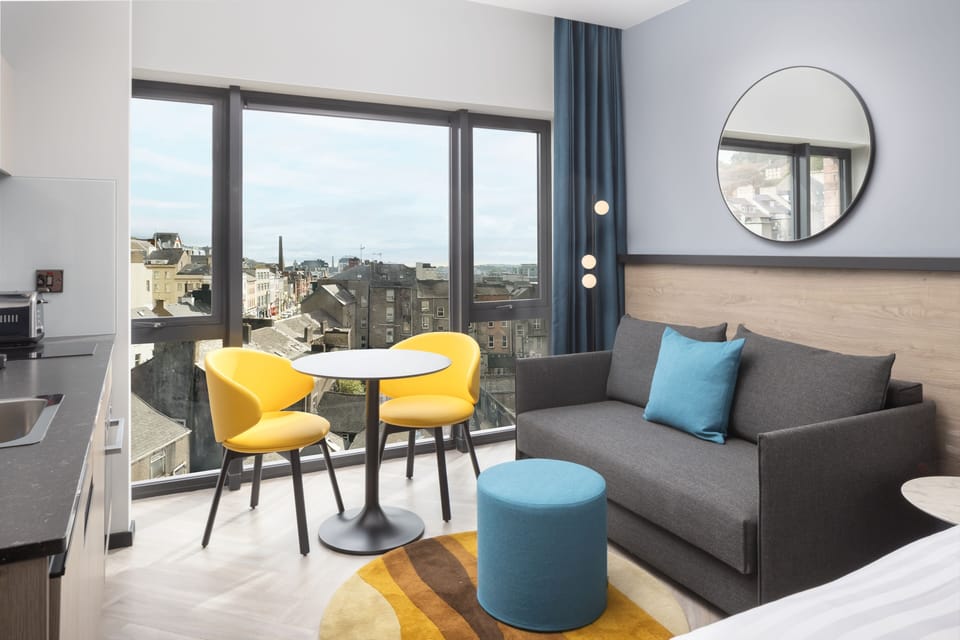In-room safe, desk, laptop workspace, soundproofing
