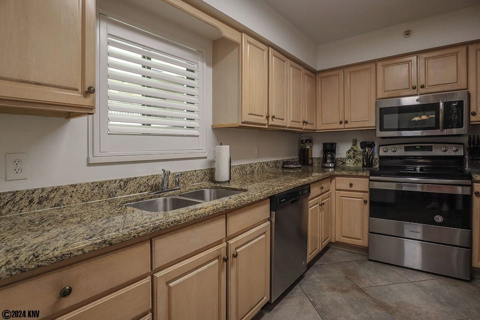 Lovely Kitchen has all the dishware, cookware and tableware for guests.