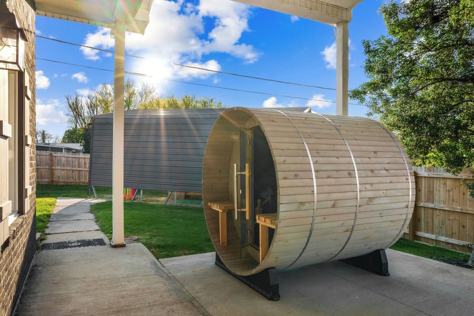 A sauna?!? Yes. A four person barrel sauna. The perfect place to relax!