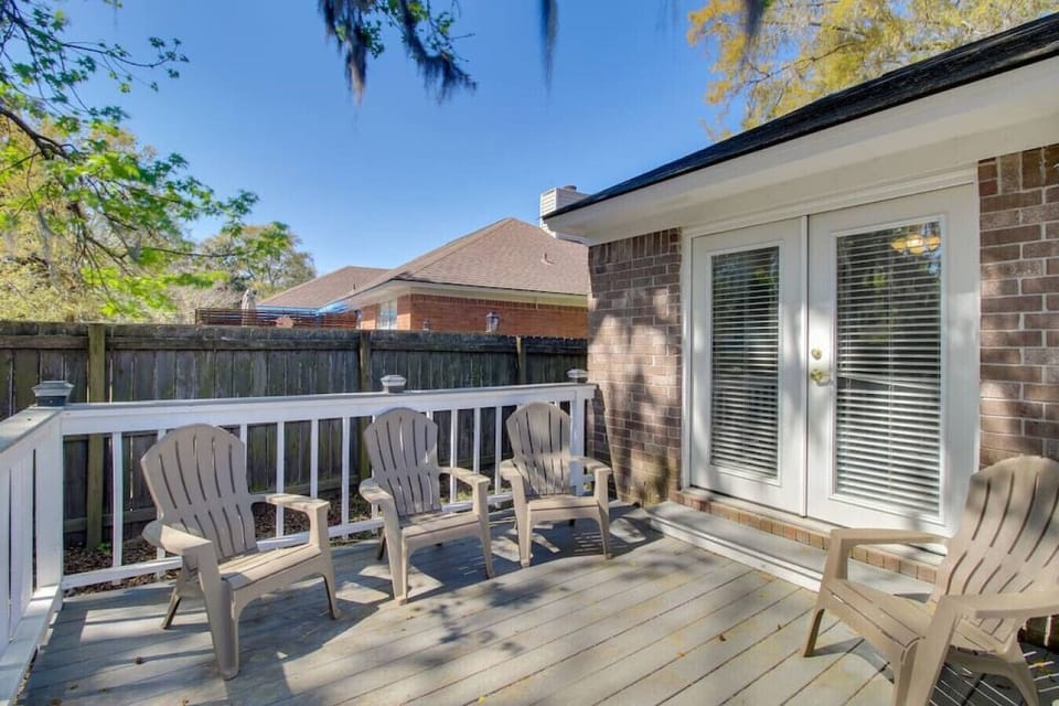 Outdoor patio with seating for soaking in the rays of sun or a night under the stars.