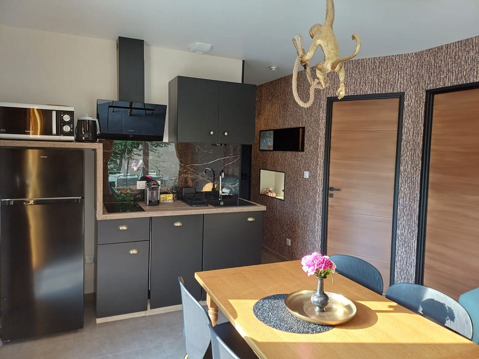 Family Apartment, 2 Bedrooms, Pool Access, Garden View | Private kitchen | Mini-fridge, microwave, espresso maker, coffee/tea maker