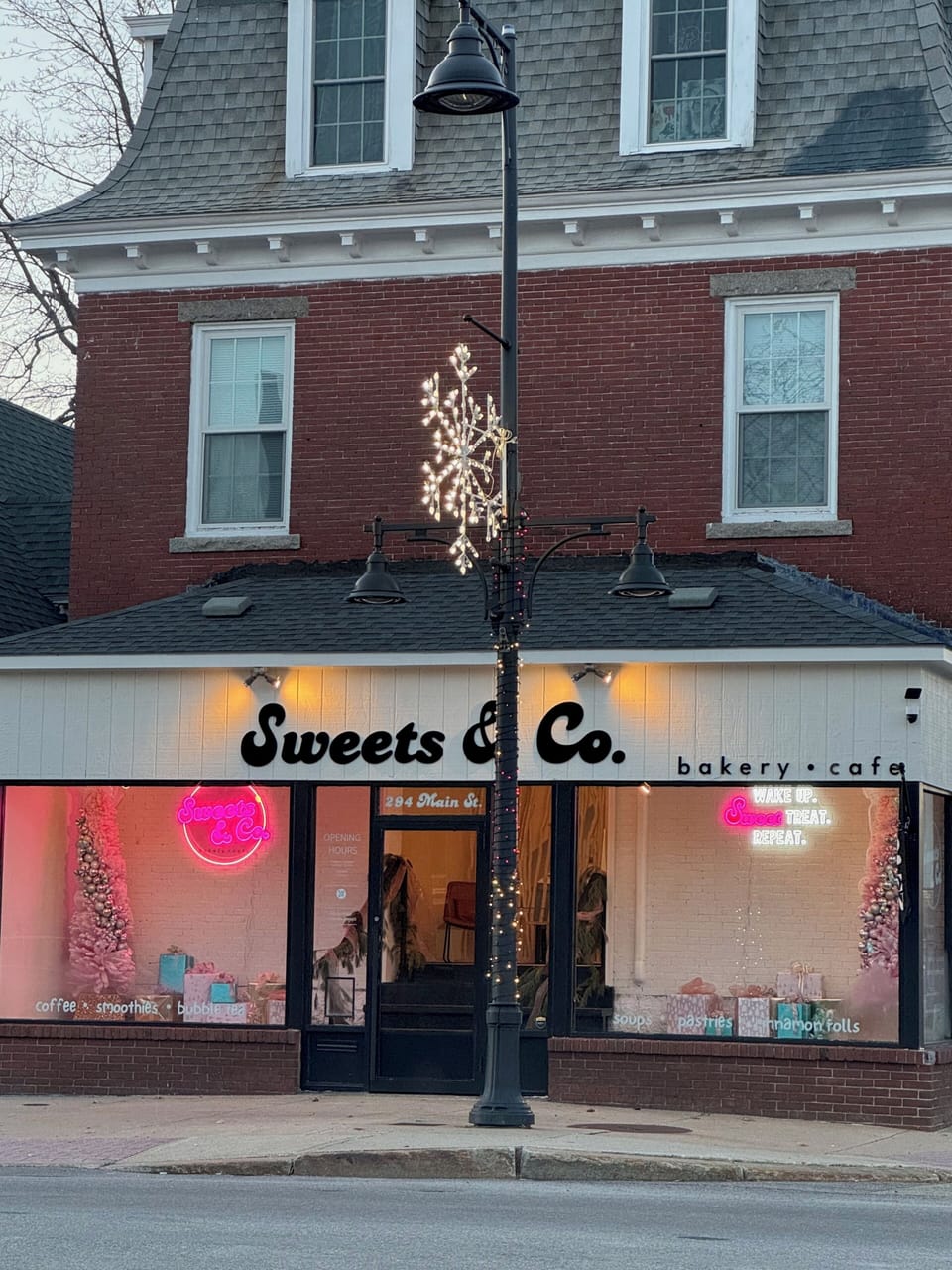 Right below the apartment is a very popular Cafe and Bakery (Sweets & Co)