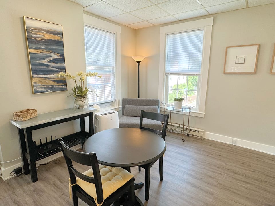 Inviting and filled with natural light; perfect for enjoying a cup!
