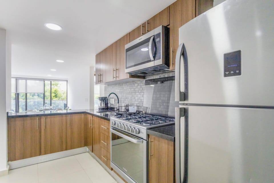Exclusive Apartment, 2 Bedrooms, Balcony, City View | Private kitchen | Full-size fridge, microwave, oven, toaster