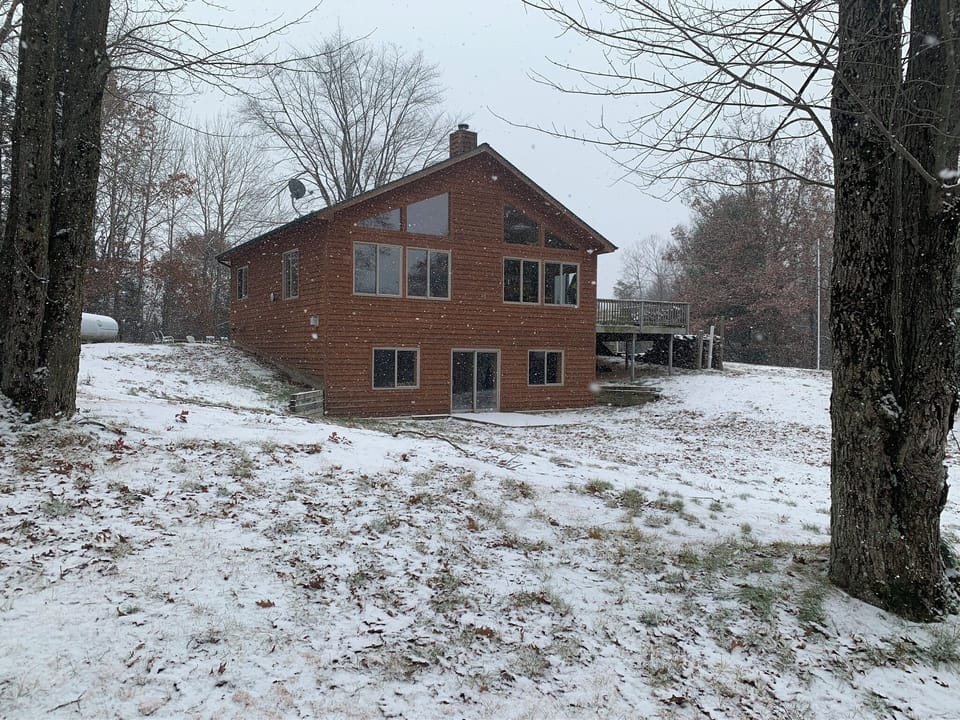 View from the Pond looking up at the cabin!