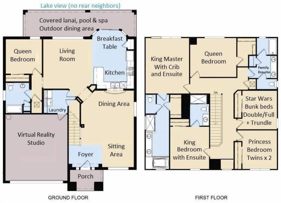 Floor plan of the two story family home. 