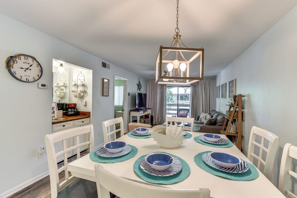 Dining Table | Coffee Bar | Drip Coffee Maker | Cream & Sugar