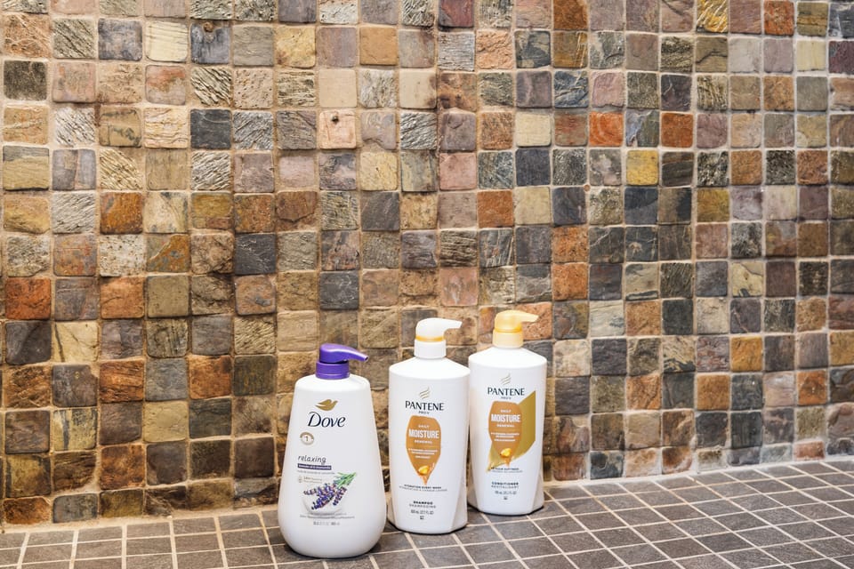 All bathrooms are stocked with premium shampoo, conditioner and shower soap.