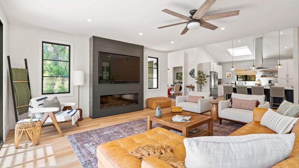 Relish in a movie night with friends and family in the living room!