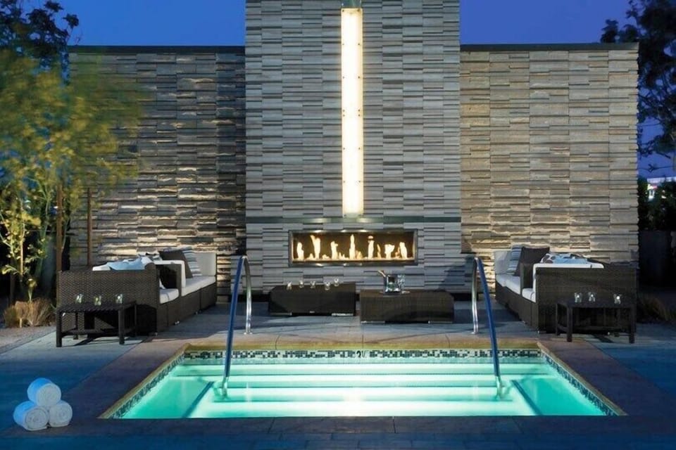 Fireplace with Hot Tub