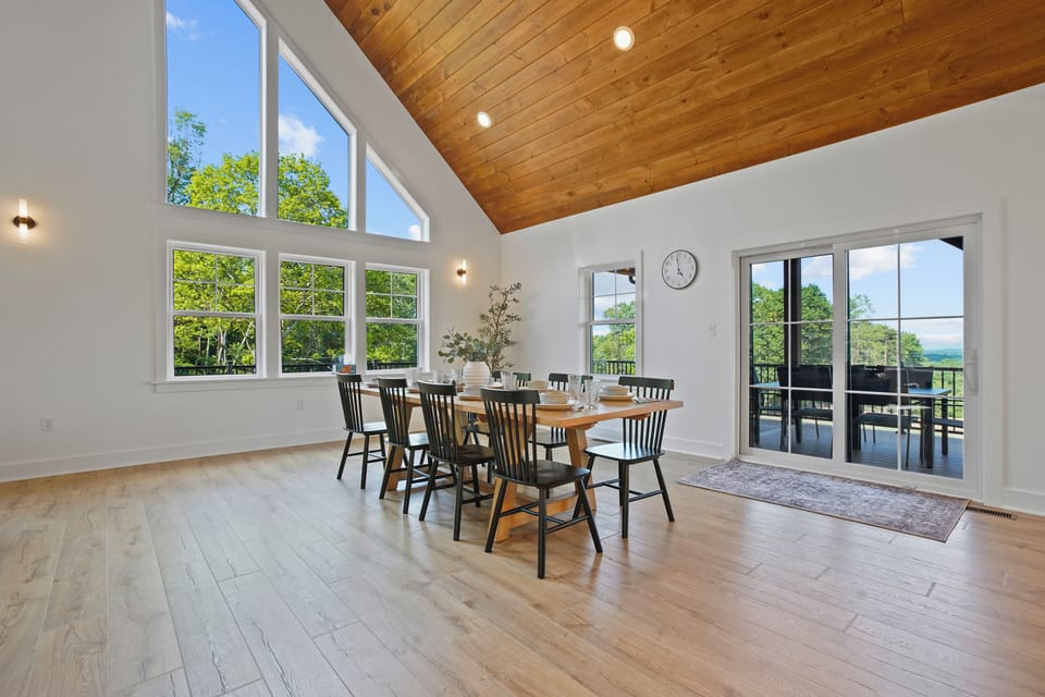 This gorgeous dining table seats 8