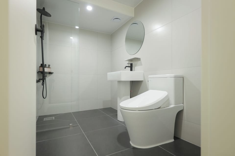 Hair dryer, bathrobes, slippers, bidet