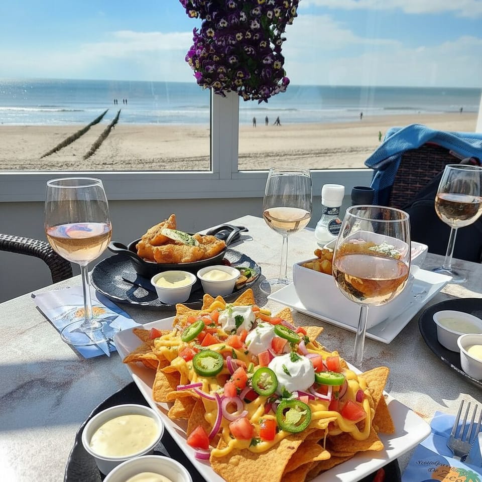 Tasty afternoon bites enjoyed with a view of the waves.