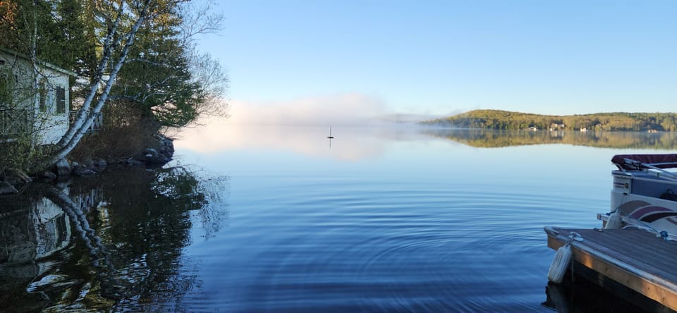 Early mist rising of off Lake Cecebe