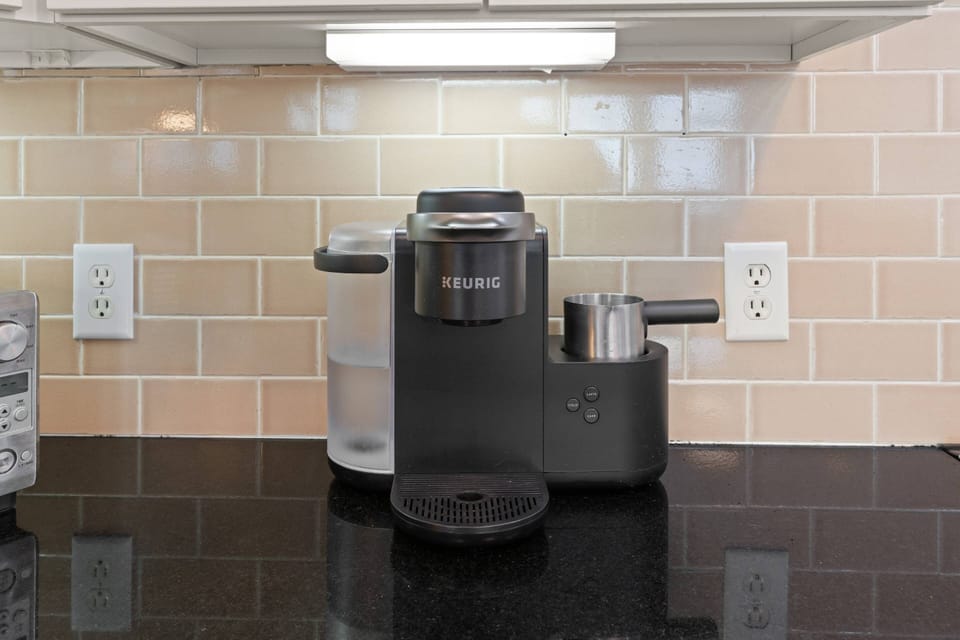 Don't just have regular coffee on your vacation.......Be sure to use the built-in milk frother.  (A few K-cups are provided to get you started)