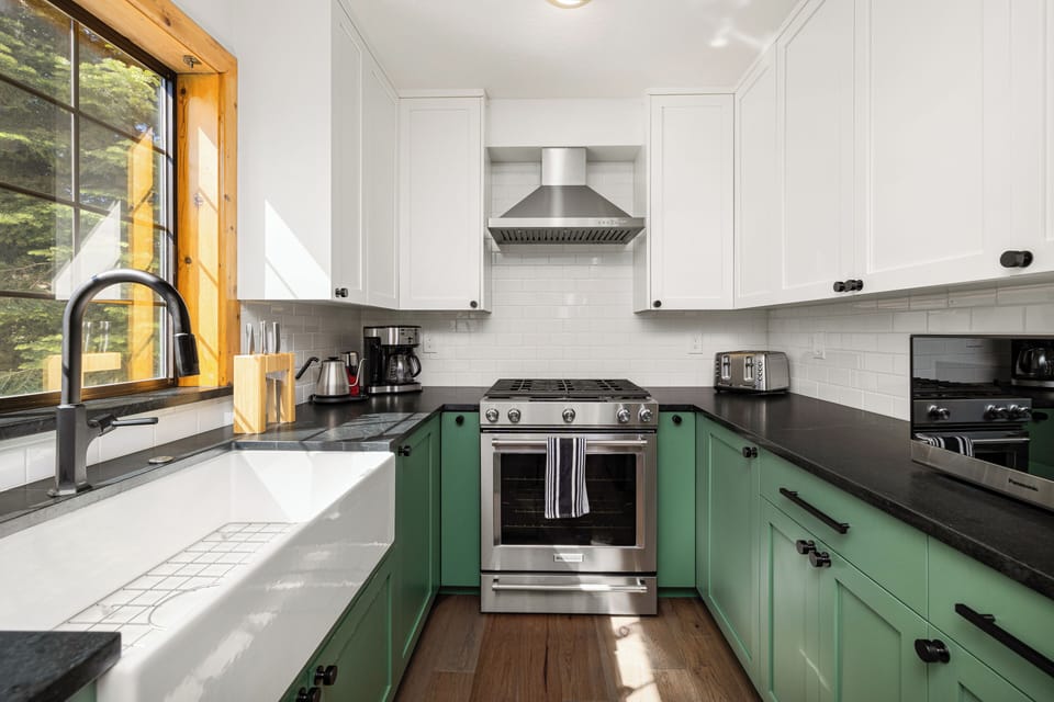 Newly remodeled kitchen with stainless steel appliances