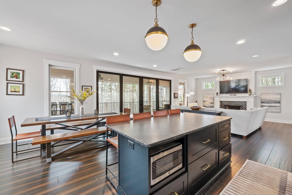 Impressive and well-equipped kitchen with gas range, dishwasher, and Keurig coffee maker