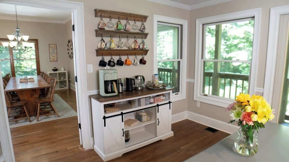 Coffee and Tea bar in Kitchen.