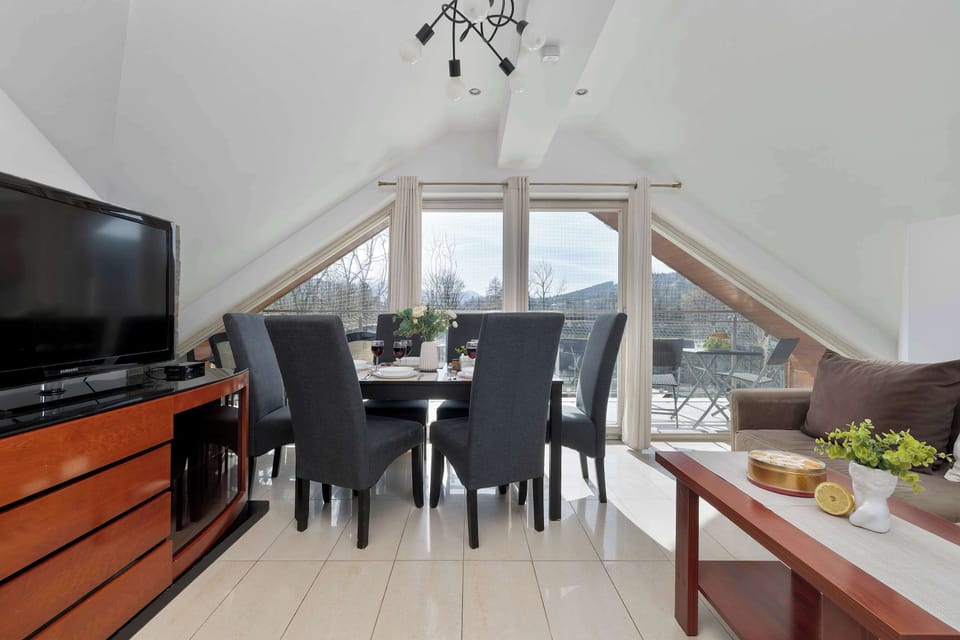 Dining and entertainment area in the bedroom.