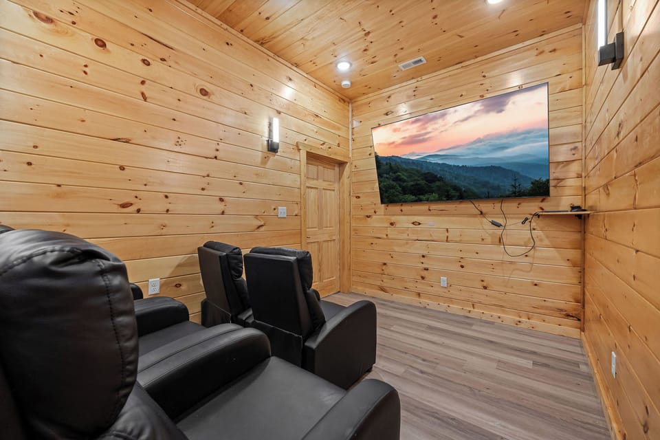 Private theater room with comfy seating