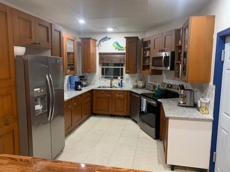 Fully stocked kitchen with new appliances