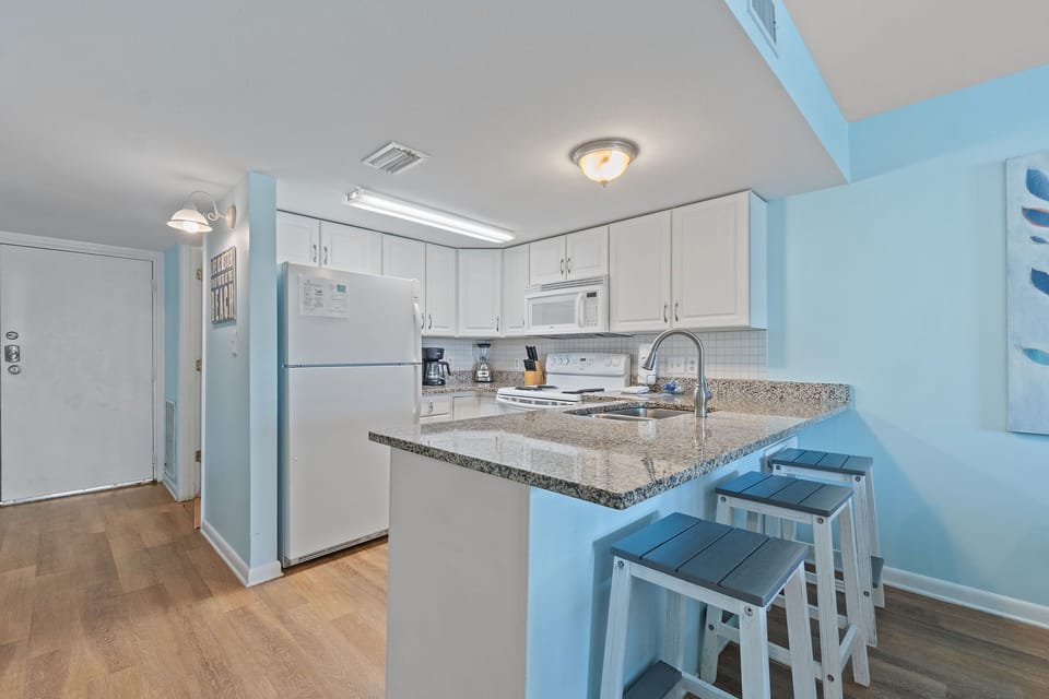 Kitchen bar with seating for three