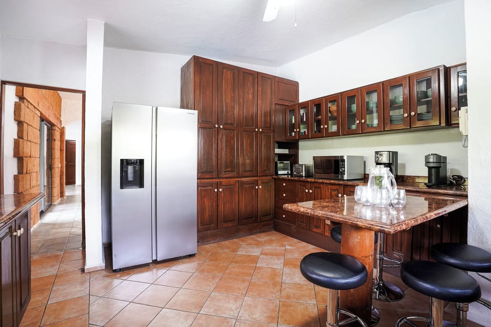Family House, 4 Bedrooms, Private Pool, Pool View | Private kitchen | Coffee/tea maker, dining table