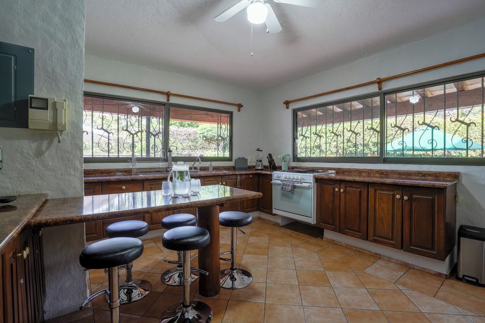 Family House, 4 Bedrooms, Private Pool, Pool View | Private kitchen | Coffee/tea maker, dining table