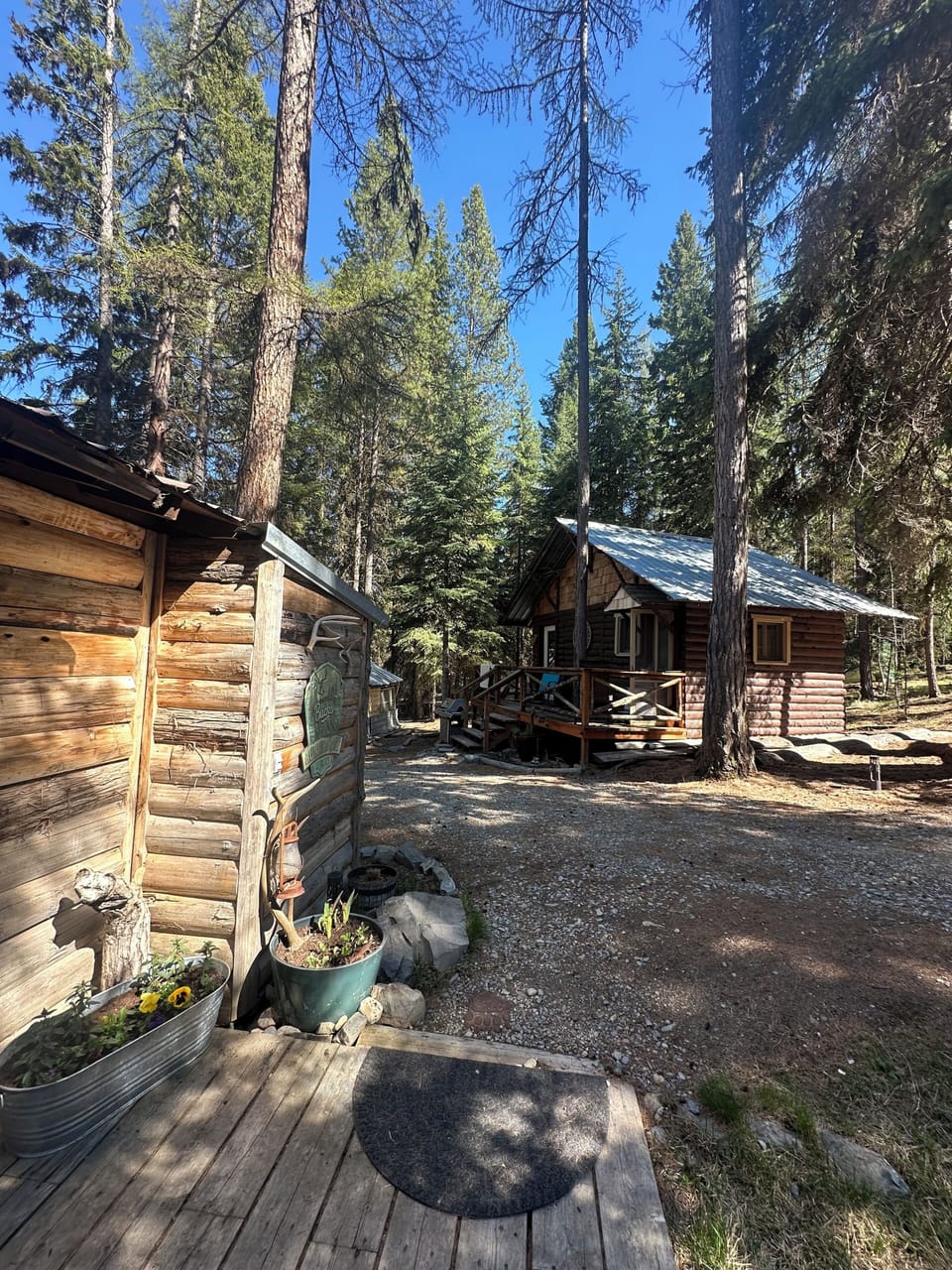 A view from the Lodge to the Bunkhouse cabin