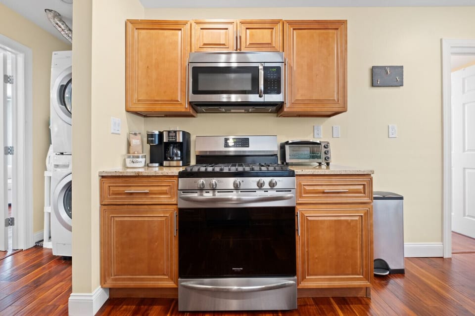 In-unit washer and dryer (left) for your use.