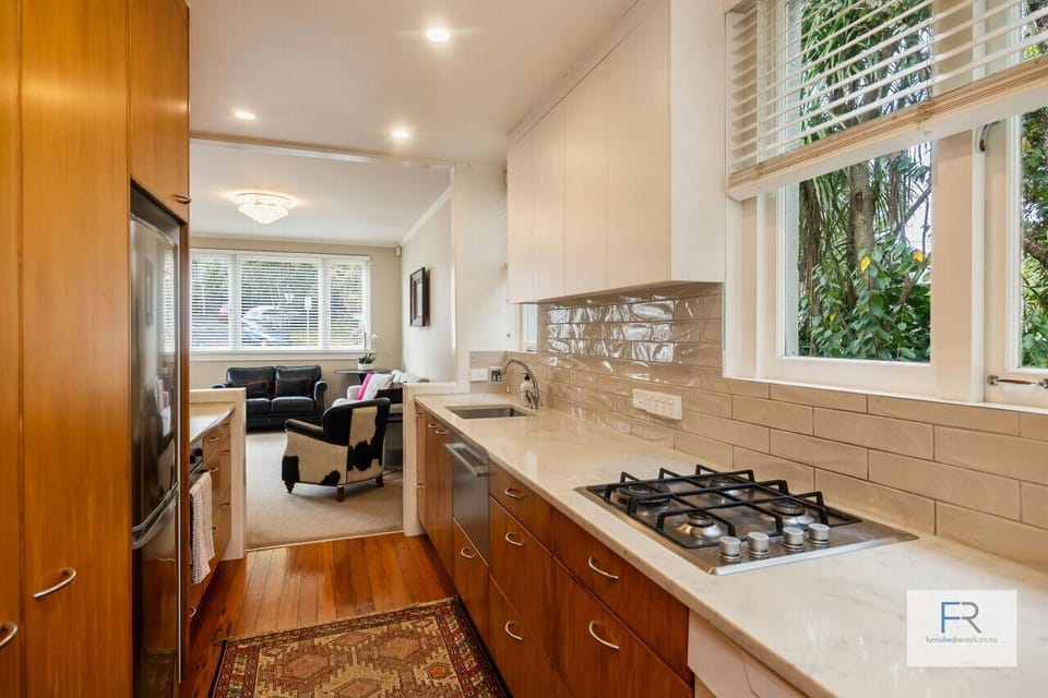 Well-equipped galley style kitchen