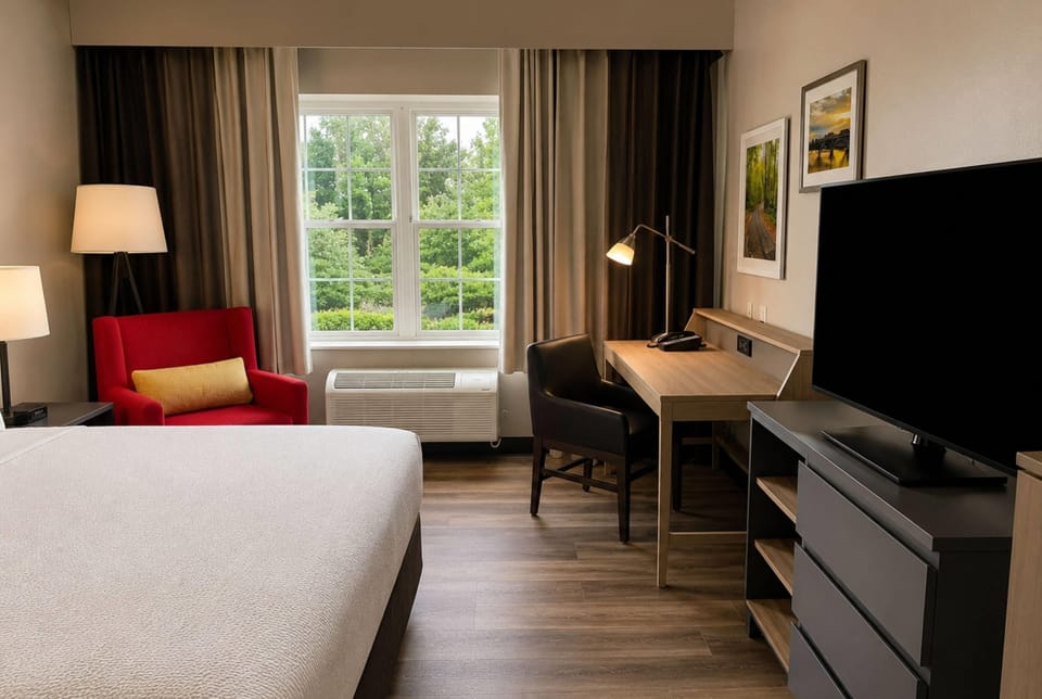 Premium bedding, down comforters, pillowtop beds, desk