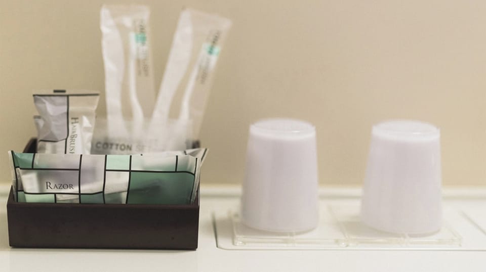 Amenities such as toothbrushes, cotton, cotton swabs, and razors are also available!