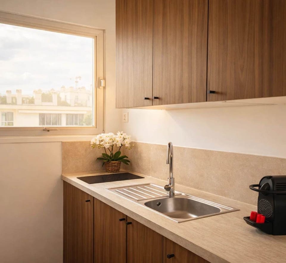 A brand new kitchen full of light