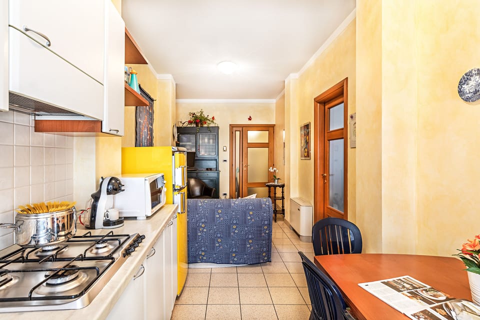 Classic Apartment, City View | Private kitchen | Fridge, microwave, stovetop, highchair