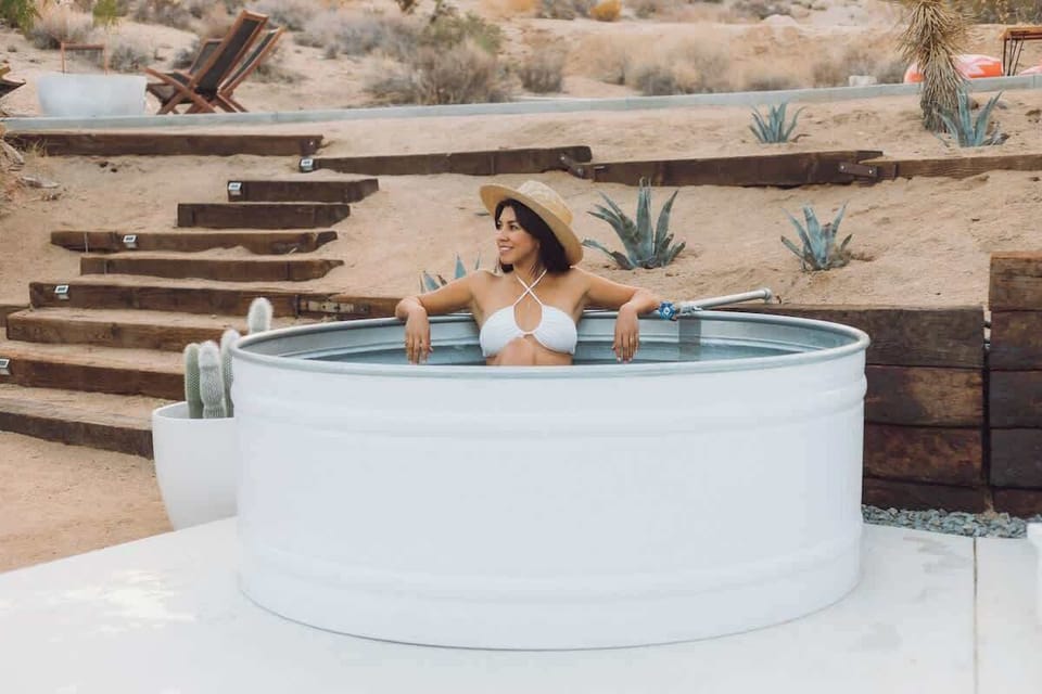 Nothing like a twilight soak in our cowboy tub 