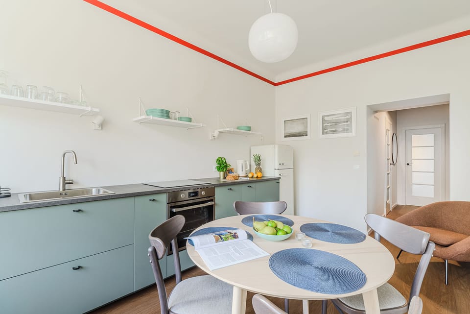Comfort Apartment, City View | Private kitchen | Full-size fridge, oven, stovetop, dishwasher