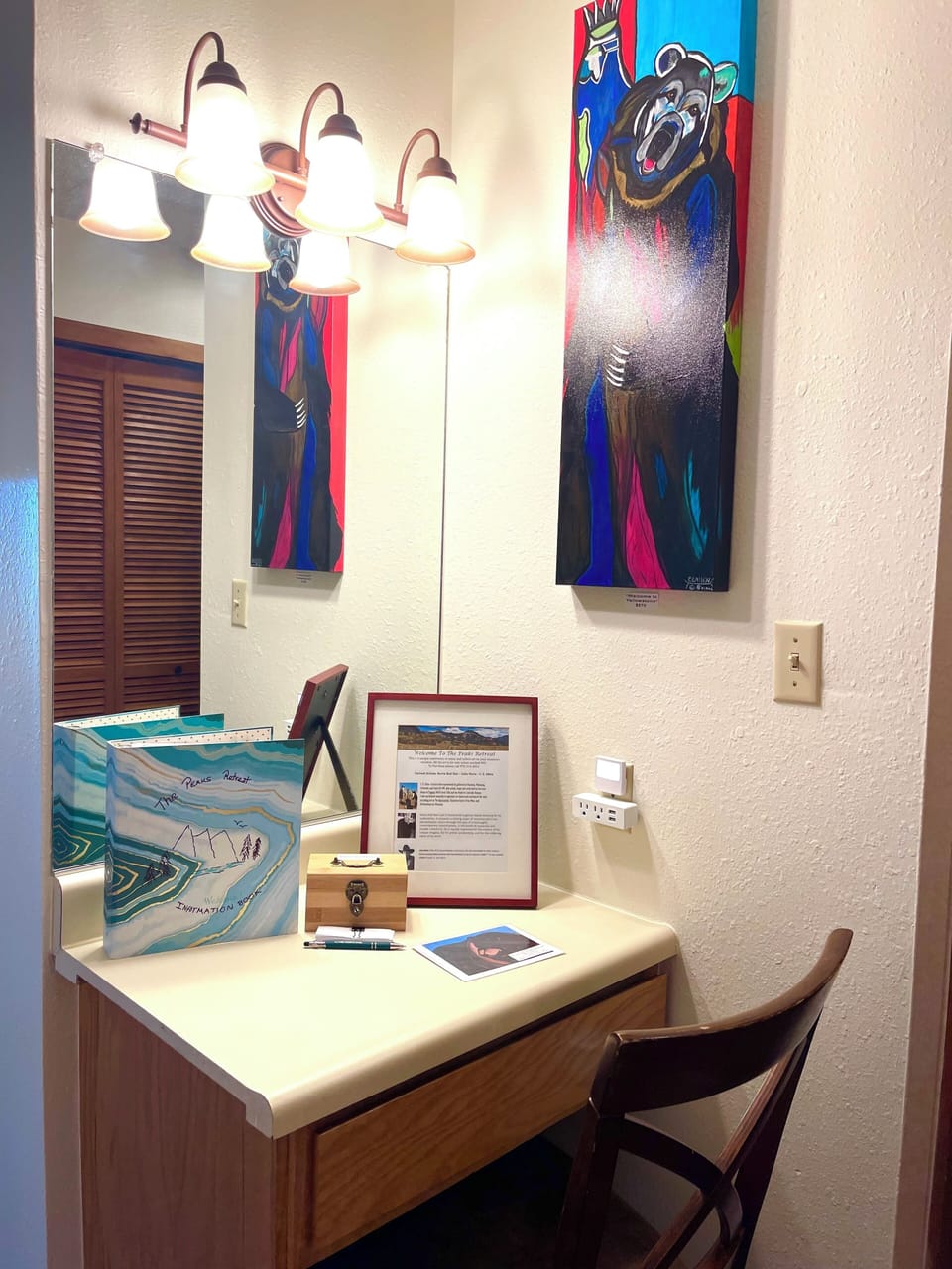 Work, read, or simply get ready for the day at our vanity.