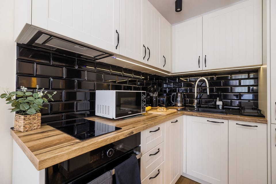 Full-size fridge, microwave, oven, stovetop