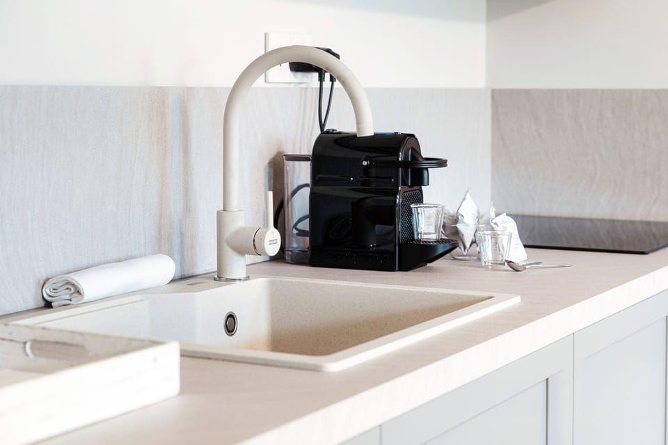 Apartment | Private kitchen | Full-size fridge, microwave, oven, stovetop